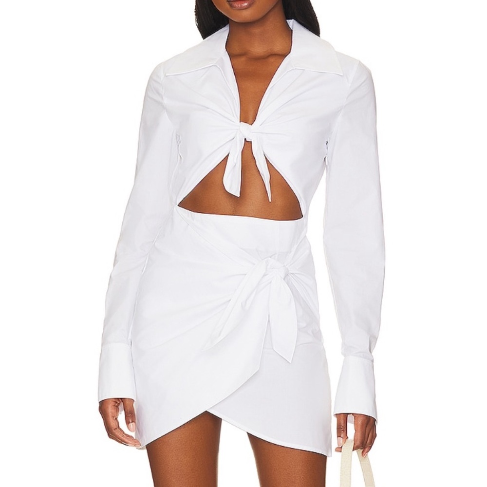 Revolve White Tie-Front Cutout Dress